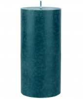 Petrol blauwe cilinder kaarsen stompkaarsen 15 x 7 cm 50 branduren sfeerkaarsen