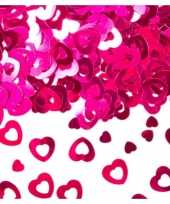 Roze glimmende hartjes confetti 30 gr