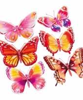 Roze oranje 3d kinderkamer vlinder stickers 6 stuks