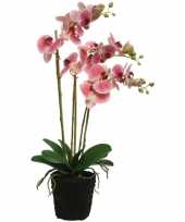 Roze orchideeen kunstplanten planten 62 cm met zwarte pot