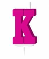 Roze taart kaarsje letter k