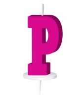 Roze taart kaarsje letter p