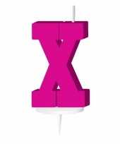 Roze taart kaarsje letter x