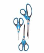 Set van 3x blauwe scharen in verschillende maten