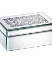 Sieradenkistje sieradenbox zilver met spiegels 22 x 15 cm