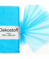 Turquoise organza stof op rol 150 x 300 cm