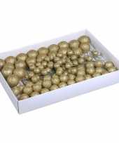 Voordeelverpakking gouden glitter kerstballetjes instekers 2 3 en 4 cm