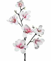 Wit roze magnolia beverboom kunstbloemen takken 100 cm decoratie