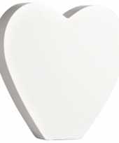 Witte houten hart 11 cm