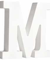 Witte houten letter m 11 cm